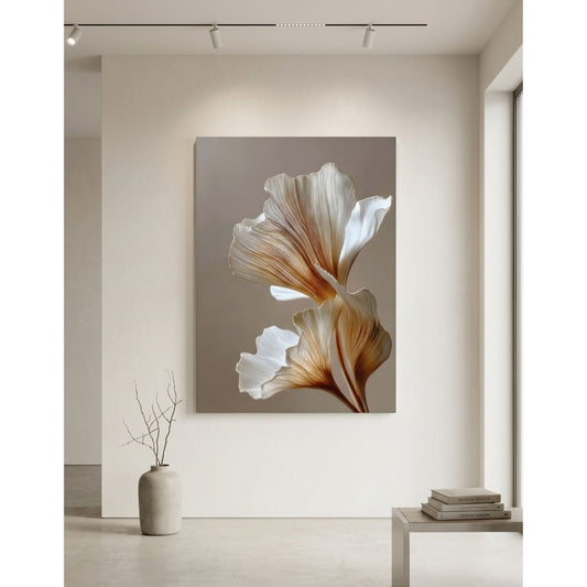 Cuadro Flor Blanco Ocre