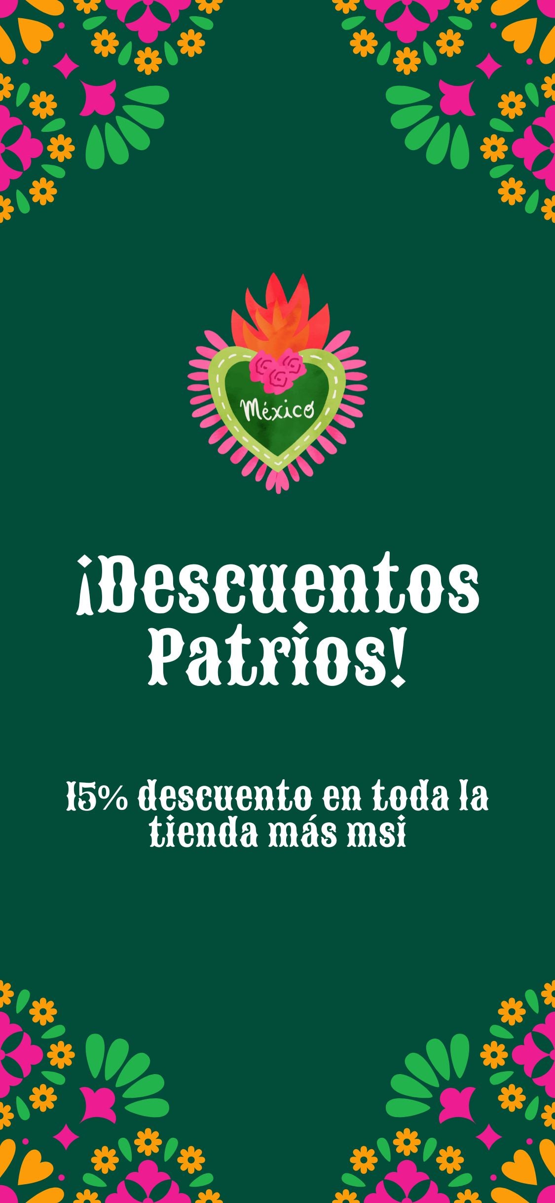¡Descuentos Patrios! 15% de descuento en toda la tienda más MSI