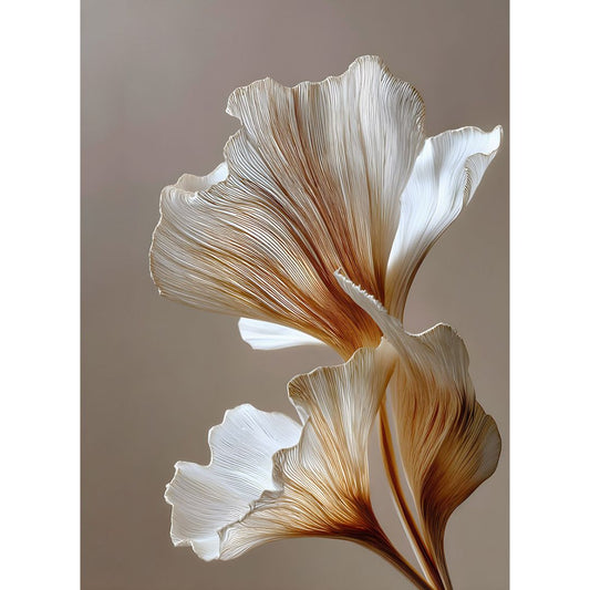 Cuadro Flor Blanco Ocre