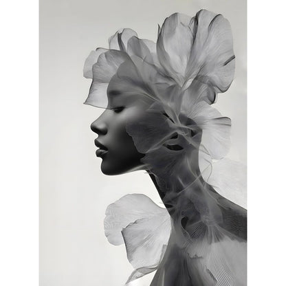 Cuadro Mujer Flor Blanco