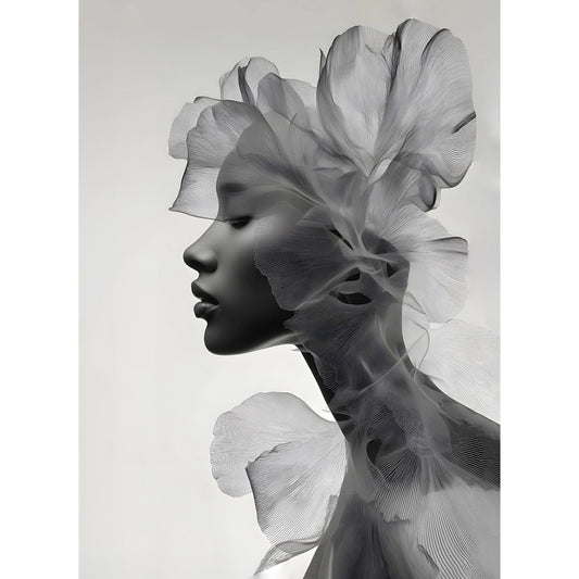 Cuadro Mujer Flor Blanco