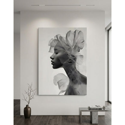 Cuadro Mujer Flor Blanco