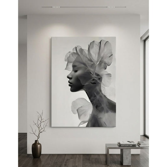 Cuadro Mujer Flor Blanco